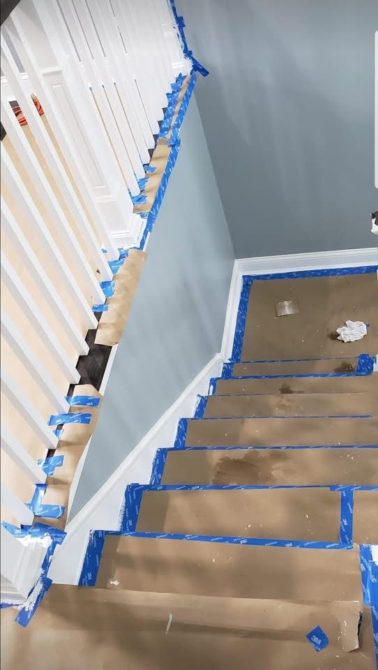 Before stair refinishing project